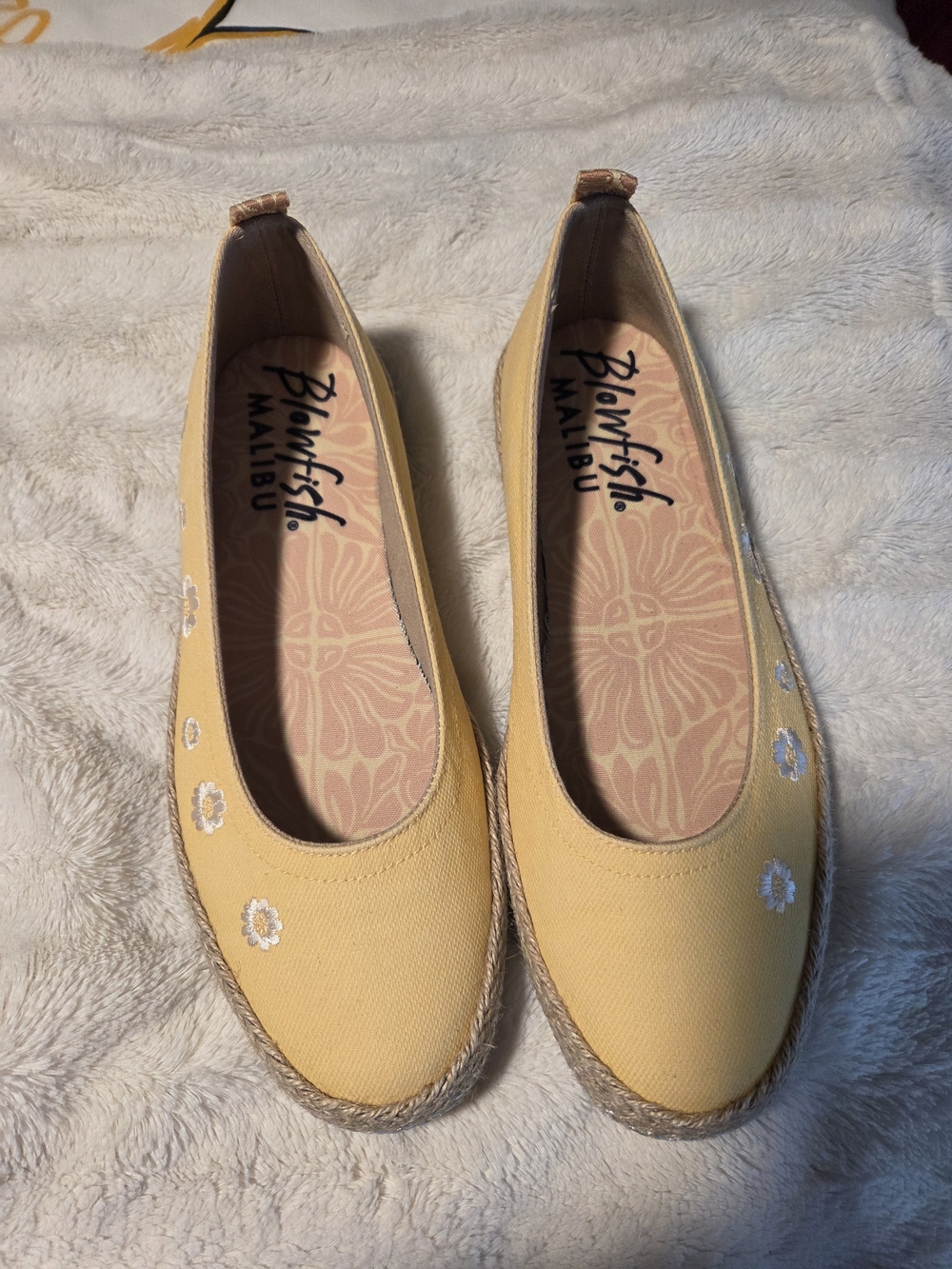 Blowfish Yellow Benita Canvas Espadrille Sneakers with Daisy Embroidery